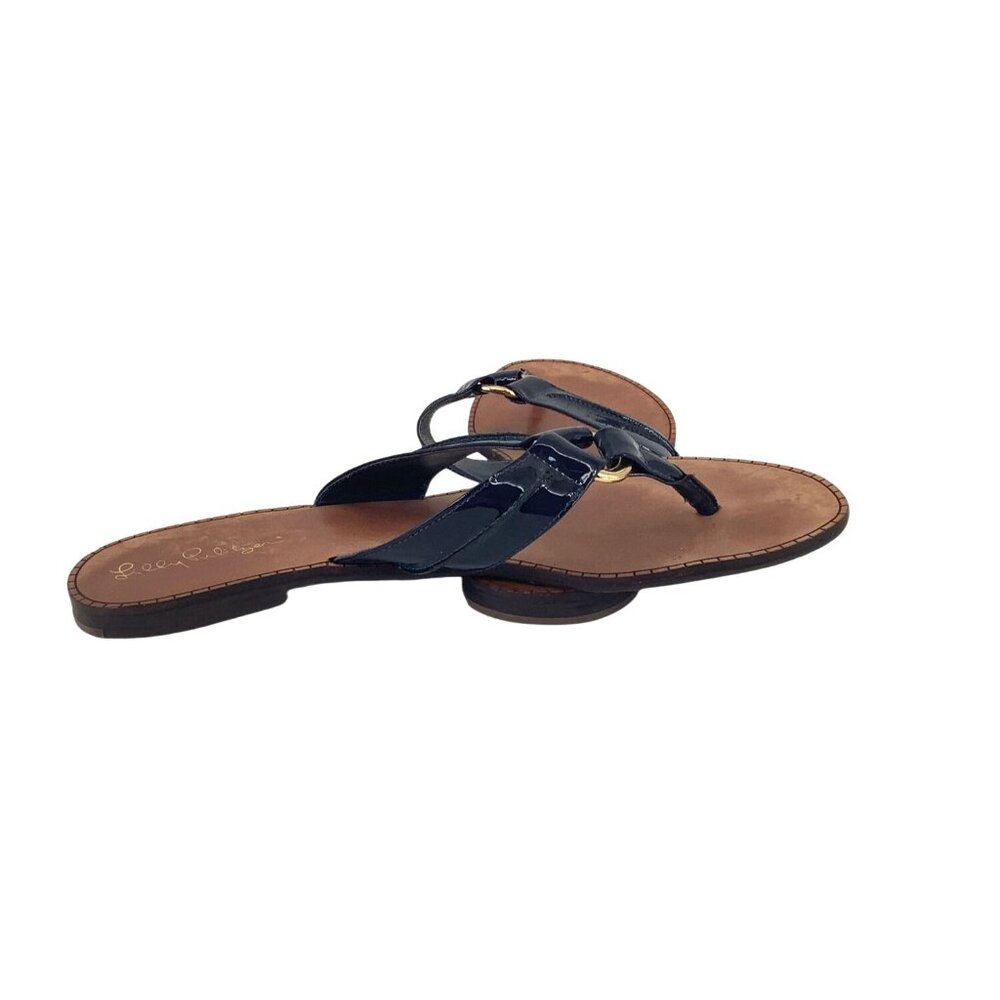 Lilly Pulitzer McKim Sandal True Navy Blue & Brown Leather Upper 10M - Picture 4 of 6